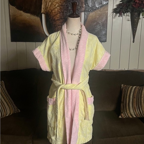 Fernando Squette • Vintage • Beach Bathrobe • Yellow/ Pink • Size Small (P) - Picture 10 of 12